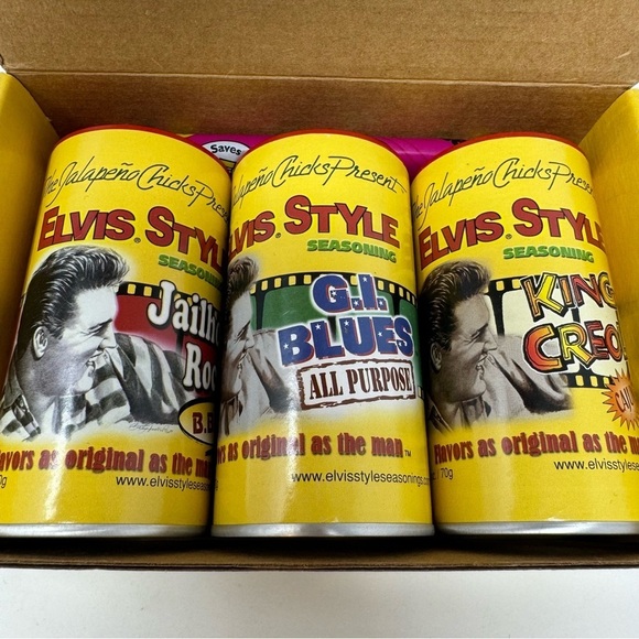 Rare! Collector Box Of 3 Elvis Style BBQ Seasoning New in Box - Picture 9 of 11
